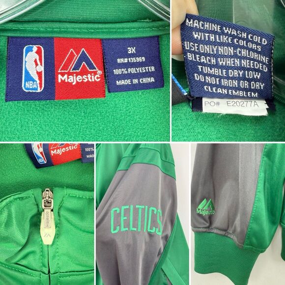 Majestic Men’s NBA Track Jacket Big & Tall 3X Full Zip Green - Picture 8 of 16